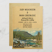 Michigan Wedding Invitation  Natuur Kaart (Voorkant / Achterkant)