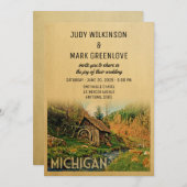 Michigan Wedding Invitation Rustic Cabin Mill Kaart (Voorkant / Achterkant)