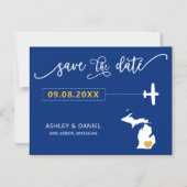 Michigan Wedding Save the Date Kaart, Map Magnetische Uitnodiging (Voorkant)