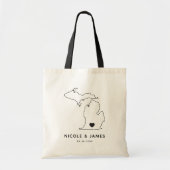 Michigan Wedding Welcome Bag Tas, Black Map Tote Bag (Voorkant)