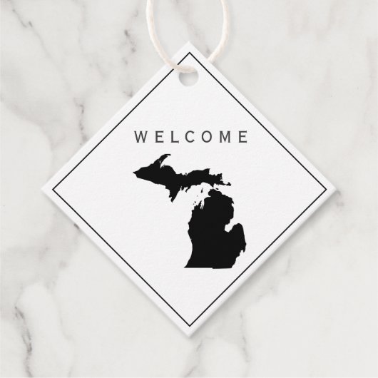 Michigan welkomsttas cadeau Label voor bruiloft we (Voorkant)