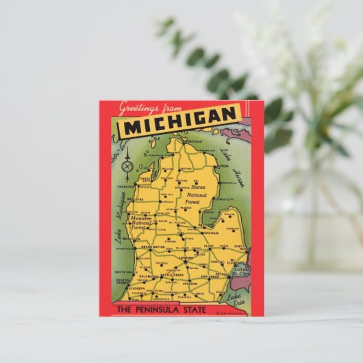 Michigan wenskaart Briefkaart (Staand voorkant)