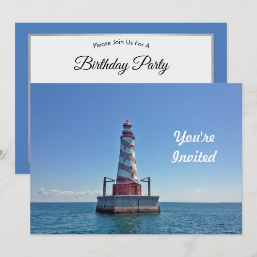 Michigan White Shoal vuurtoren foto verjaardag Kaart (Voorkant / Achterkant)