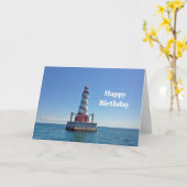 Michigan White Shoal vuurtoren foto verjaardag Kaart (Gele Bloem)