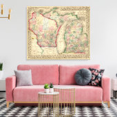 Michigan, Wisconsin Map door Mitchell Canvas Afdruk (Insitu (Woonkamer))