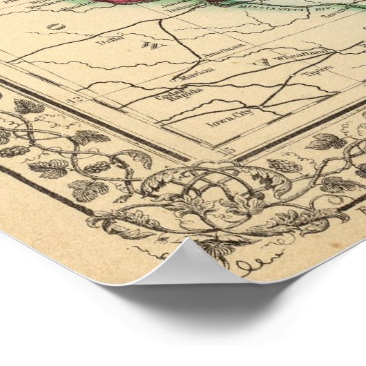 Michigan, Wisconsin Map door Mitchell Poster (Hoek)