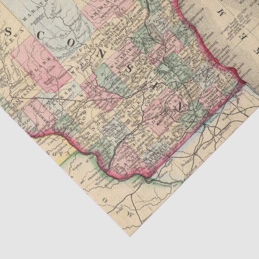 Michigan, Wisconsin Map door Mitchell Tissuepapier (Detail)