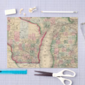 Michigan, Wisconsin Map door Mitchell Tissuepapier (Craft)