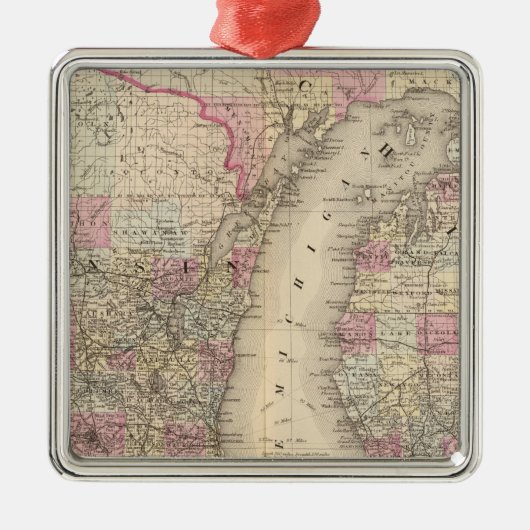 Michigan, Wisconsin Metalen Ornament (Voorkant)