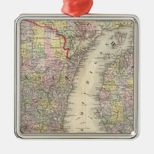 Michigan, Wisconsin Metalen Ornament (Voorkant)