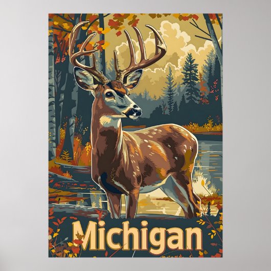 Michigan witstaarthert poster (Voorkant)