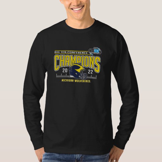 Michigan Wolverines Big Ten Champs 2022 Helmet T-shirt (Voorkant)