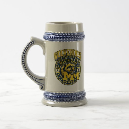 Michigan Wolverines USA voetbalontwerp Bierpul (Links)