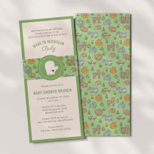 Michigan Woodland Animals Green Baby shower