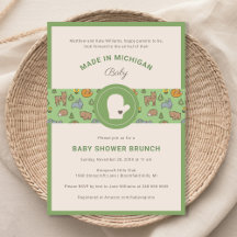 Michigan Woodland Animals Green Baby shower