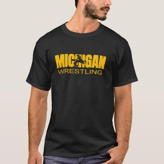 Michigan Wrestling Freestyle Wrestler MI The Wolve T-shirt (Voorkant)