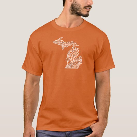 Michigan zwart-wit kaart t-shirt (Voorkant)