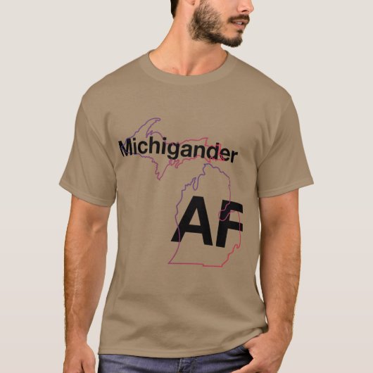 Michigander AF Minimalist Michigan State Outline O T-shirt (Voorkant)