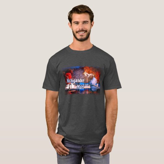 Michigander Man Herfst Snow T-shirt (Voorkant volledig)