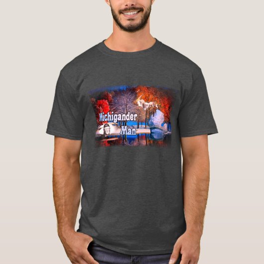 Michigander Man Herfst Snow T-shirt (Voorkant)