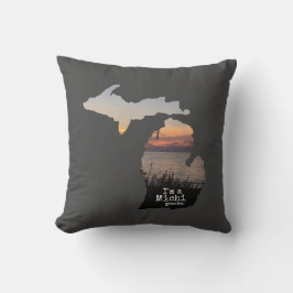 Michigander Silhouette met Typografie Kussen