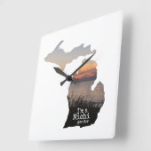 Michigander Silhouette met Typografie Vierkante Klok (Hoek)