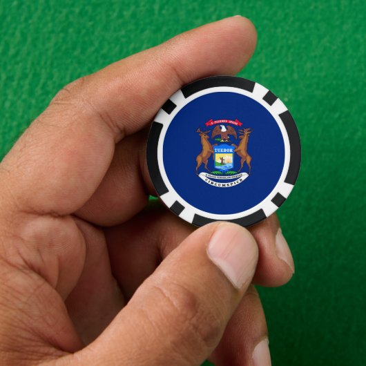 Michigander Vlag, Vlag van Michigan Poker Chips (Hand)