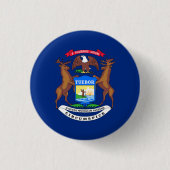 Michigander Vlag, vlag van Michigan Ronde Button 3,2 Cm (Voorkant)