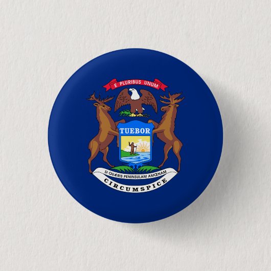 Michigander Vlag, vlag van Michigan Ronde Button 3,2 Cm (Voorkant)