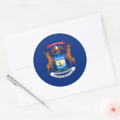 Michigander Vlag, vlag van Michigan Ronde Sticker (Envelop)