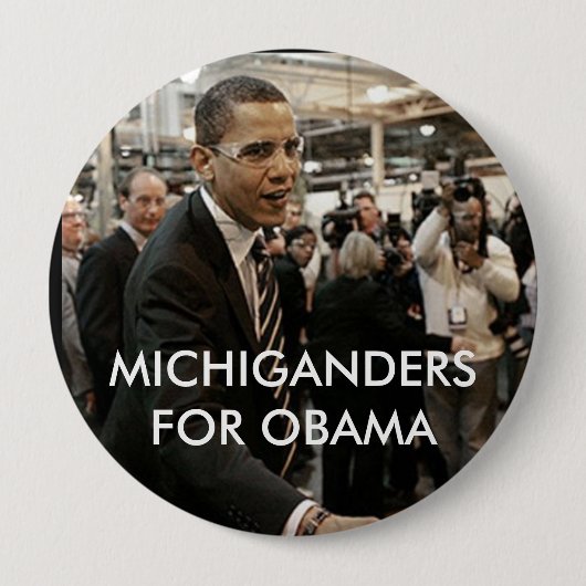 MICHIGANDERS VOOR OBAMA RONDE BUTTON 4,0 CM (Voorkant)