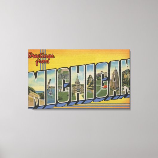 MichiganLarge Letter ScenesMichigan Canvas Afdruk (Voorkant)