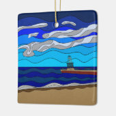 Michiganmeer - keramische ornament (vierkant) (Links)