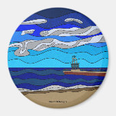 Michiganmeer - Magneet (cirkel) (Voorkant)