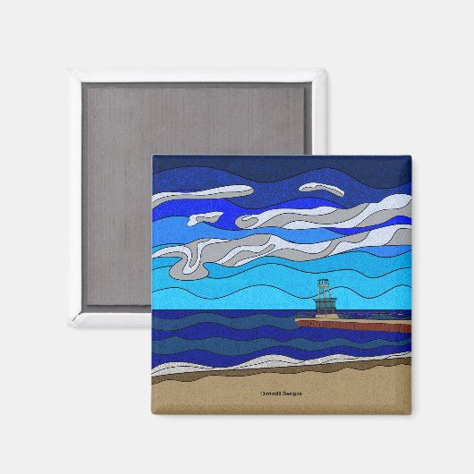 Michiganmeer - Magneet (vierkant) (Voorkant / Achterkant)