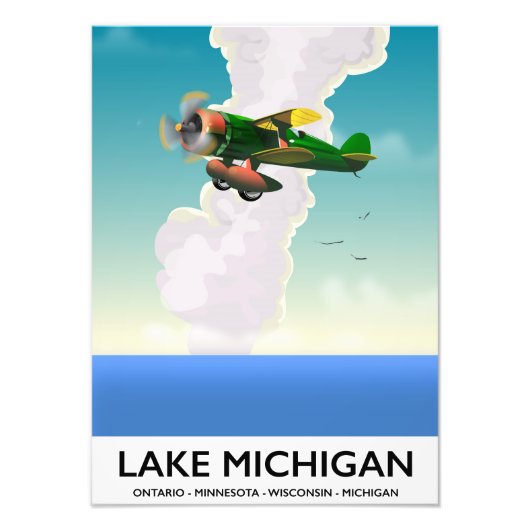 Michiganmeer-reisposter Foto Afdruk (Voorkant)