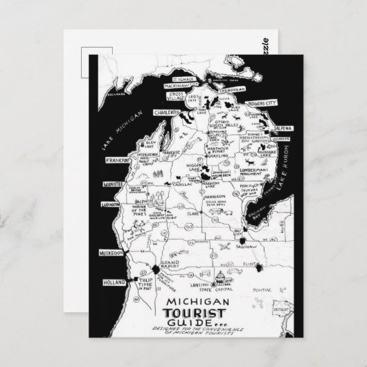 Michigan's Toeristenkaart  Briefkaart (Voorkant / Achterkant)