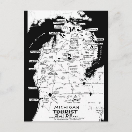 Michigan's Toeristenkaart  Briefkaart (Voorkant)