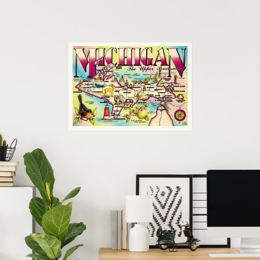 Michigan's Upper Peninsula-afdruk Poster (Thuiskantoor)