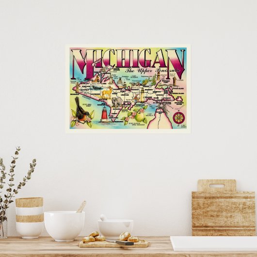 Michigan's Upper Peninsula-afdruk Poster (Keuken)