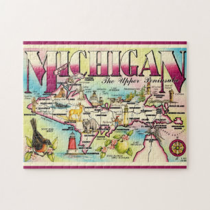 Michigan's Upper Peninsula Kaart Legpuzzel