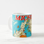 Michigan's Wonderland Vintage Kaart Koffiemok (Voorkant links)