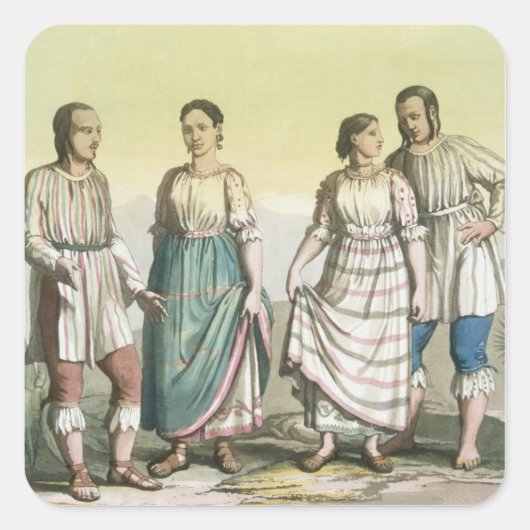 Michoacan Indians in Traditional Costume, Mexico ( Vierkante Sticker (Voorkant)