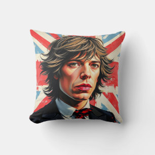Mick Jagger Rolling Stones voor een Union Jac Kussen