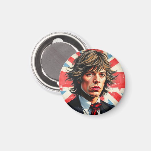 Mick Jagger Rolling Stones voor een Union Jac Magneet (Voorkant / Achterkant)
