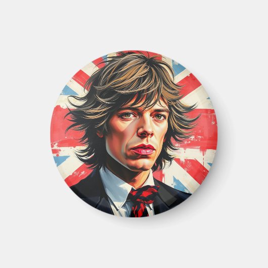 Mick Jagger Rolling Stones voor een Union Jac Magneet (Voorkant)