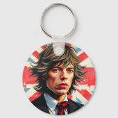 Mick Jagger Rolling Stones voor een Union Jac Sleutelhanger (Voorkant)