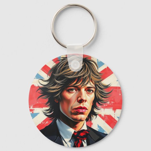 Mick Jagger Rolling Stones voor een Union Jac Sleutelhanger (Voorkant)