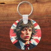 Mick Jagger Rolling Stones voor een Union Jac Sleutelhanger (Voorkant)