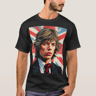 Mick Jagger Rolling Stones voor een Union Jac T-shirt
